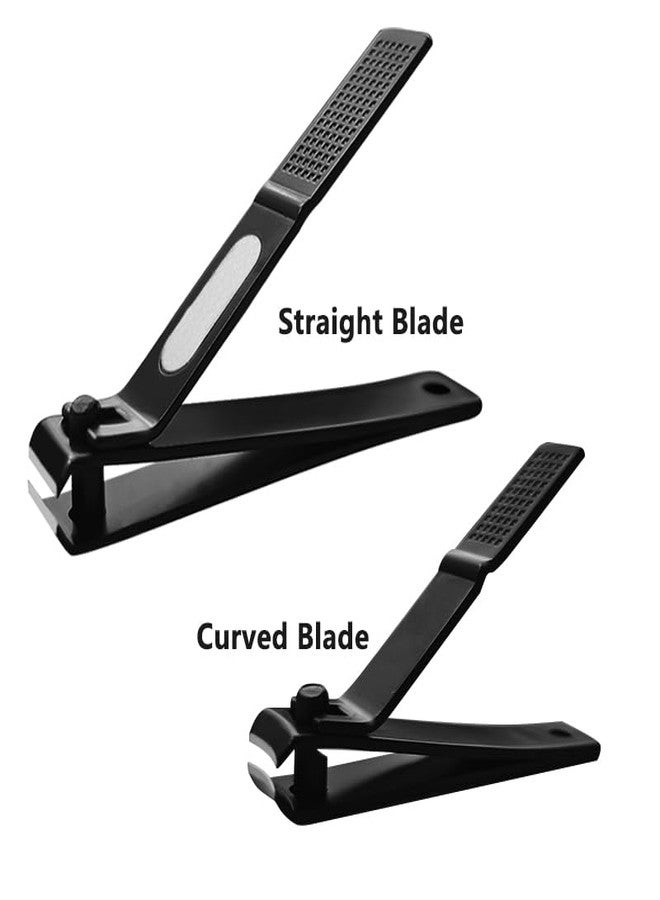 OHOO Nail Clippers Set Sharp Black Nail Cutter Fingernail Toenail Clipper with Case Large and Small 2 Piece (Black case) - Image 3
